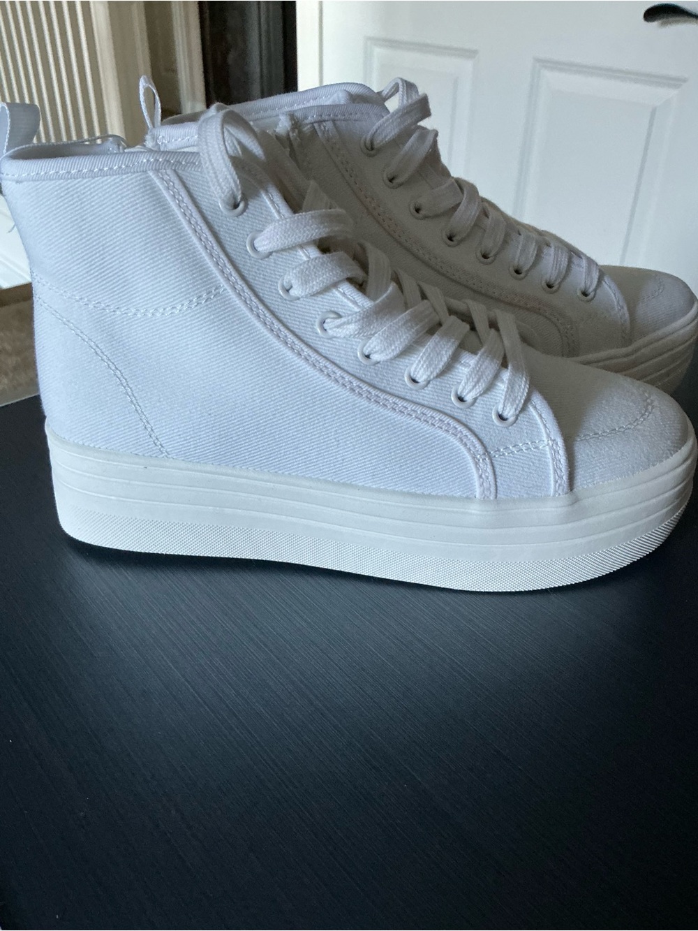 White High-Top Platform Sneakers